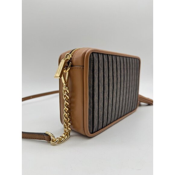 MICHAEL KORS Jet Set logo pleated coated canvas tassel crossbody bag - Acorn - Picture 10 of 14